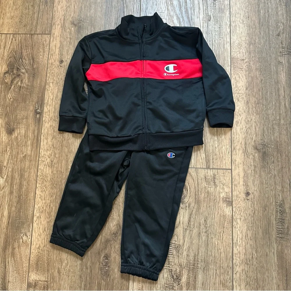 NEW!‎ Champion Infant Boy’s Tracksuit, Black and Red, Zip Up, Classic, 18m
